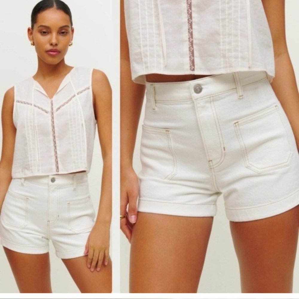 Reformation White Denim Shorts sz 30